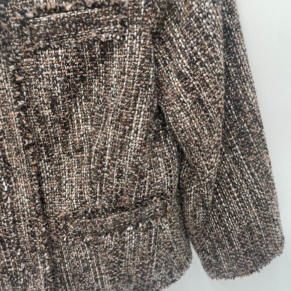 Michael Kors Womans Tweed Blazer Jacket Size 4 Brown Black NEW Snap Button - Picture 8 of 8